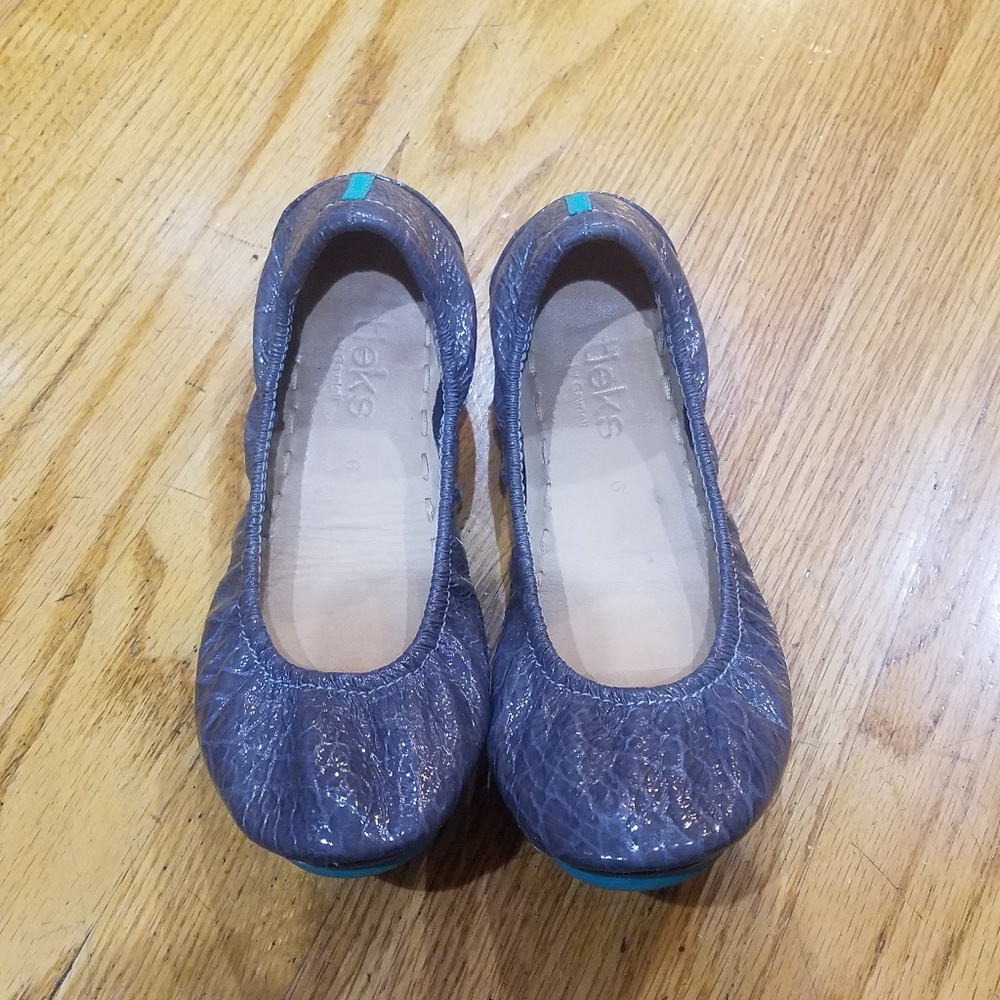 Tieks Slate Grey Crock Print Patent Ballet Flat 6